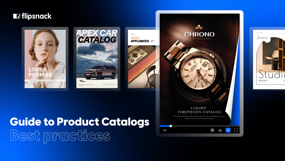 a visual the shows the product catalogs in Flipsnack and the best practices for it