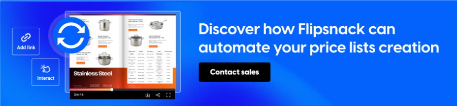 Interactive price lists made with Flipsnack