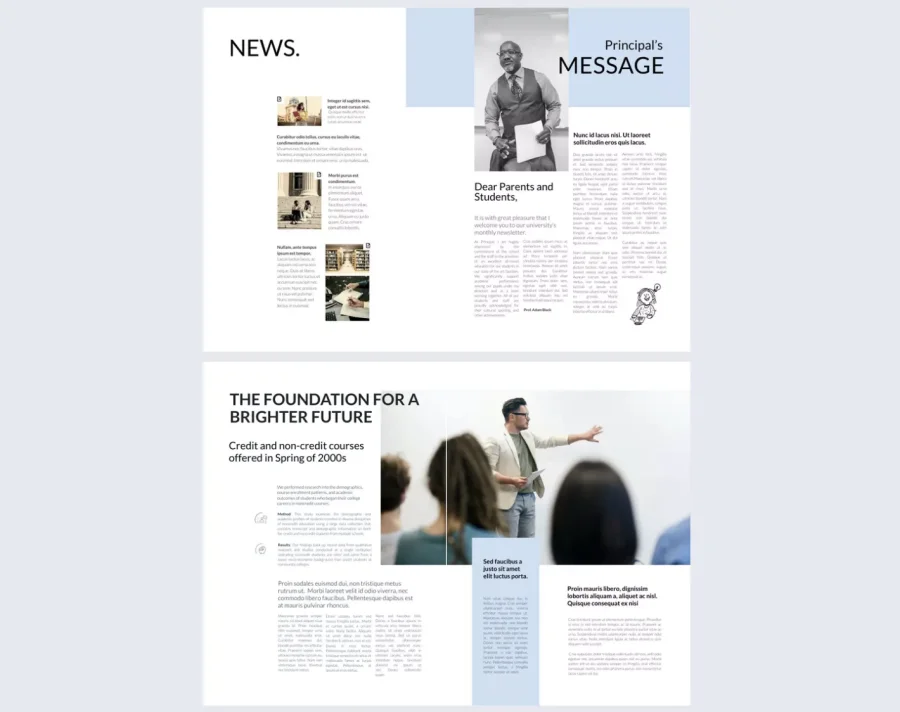 Online Interactive University Newsletter Template