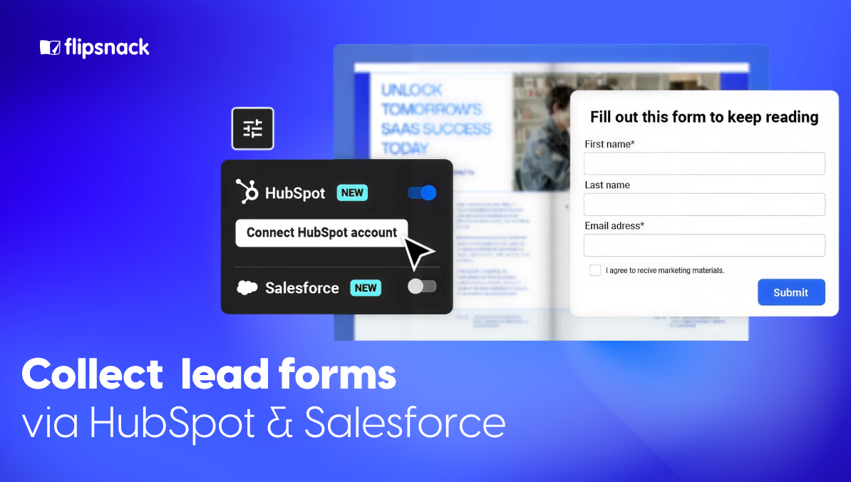 collect lead forms from digital flipbooks in Flipsnack with Hubspot and Salesforce