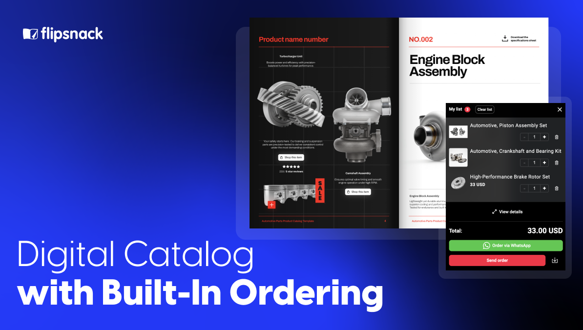 ordering options in Flipsnack for digital catalogs
