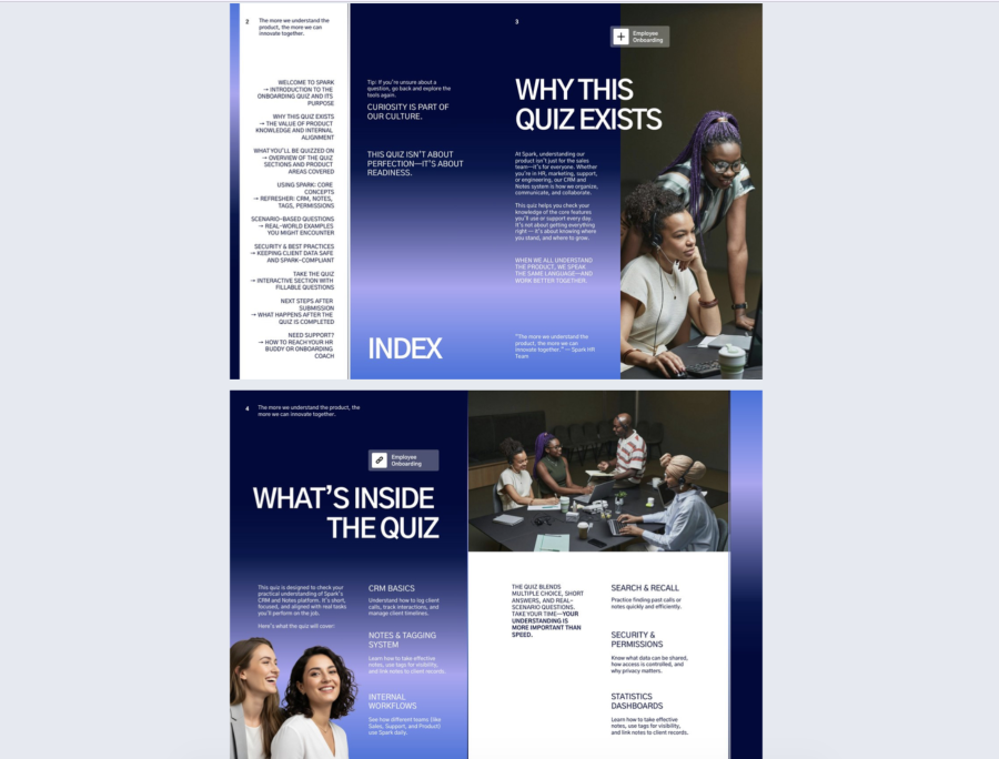 Employee onboarding quiz template