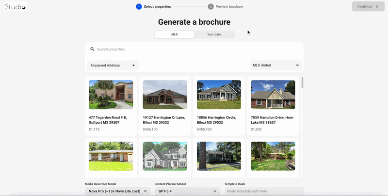 opy your property data from your portal or directly from your MLS.
Paste it into the text box and wait for your brochure to be generated in Flipsnack