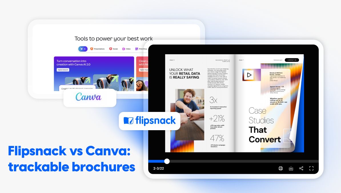 Flipsnack vs. Canva for brochures: which is better for interactive, trackable content
