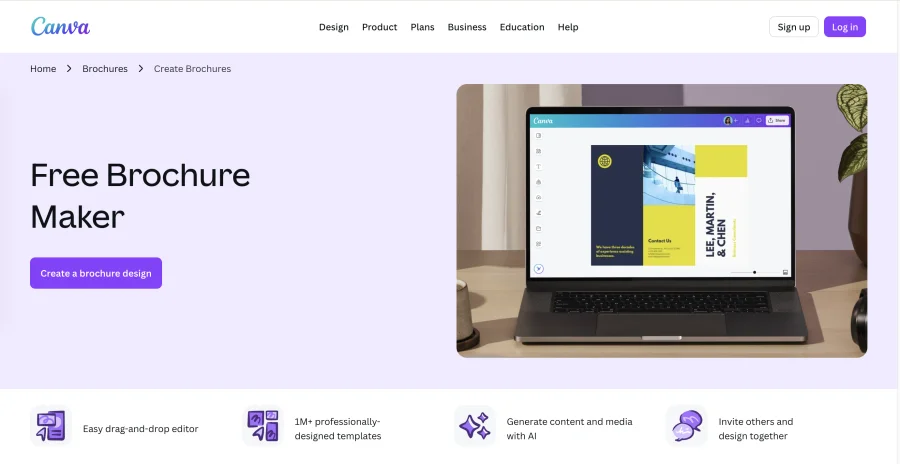 free brochure maker offered by Canva
