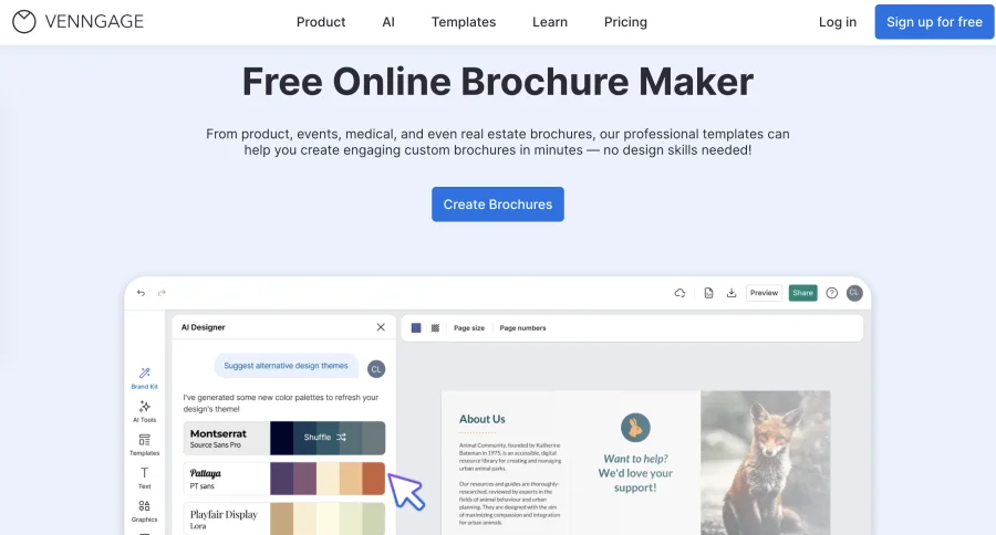 Venngage free digital brochure maker