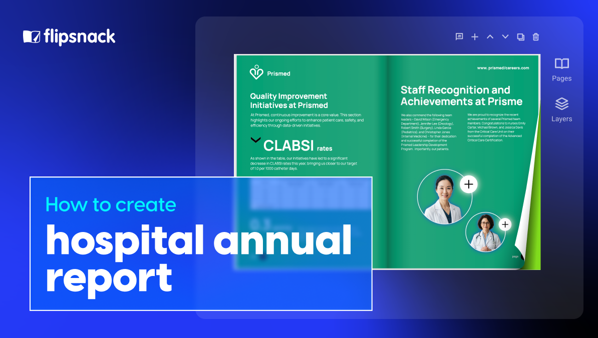 How to create a hospital annual report cover with a healthcare report template opened in Flipsnack