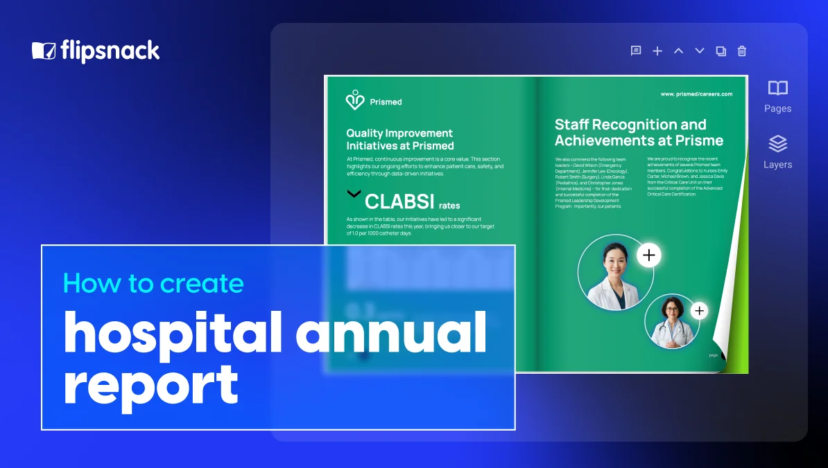 How to create a hospital annual report cover with a healthcare report template opened in Flipsnack