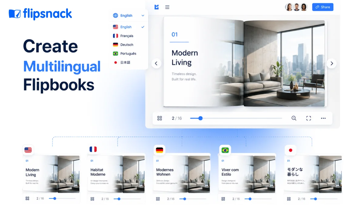 Cover image for creating a multilingual flipbook