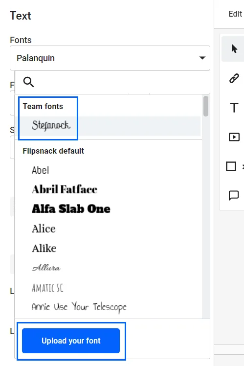 Use custom font in Flipsnack publication