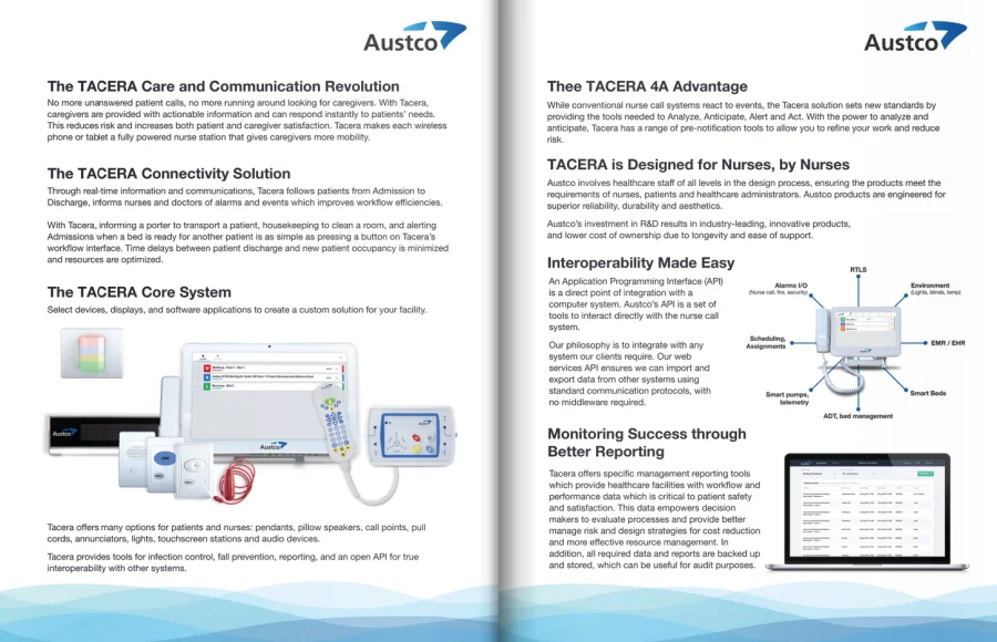 Austco Tacera nurse call system brochure cover