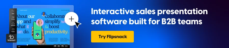 CTA banner for interactive sales presentation software built for B2B teams, with a Try Flipsnack button
