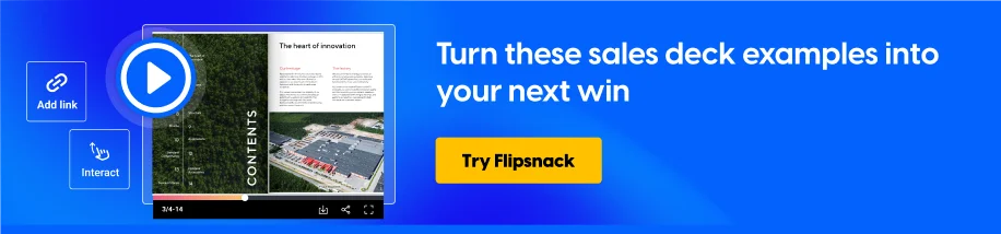 Flipsnack banner for creating and sharing sales decks
