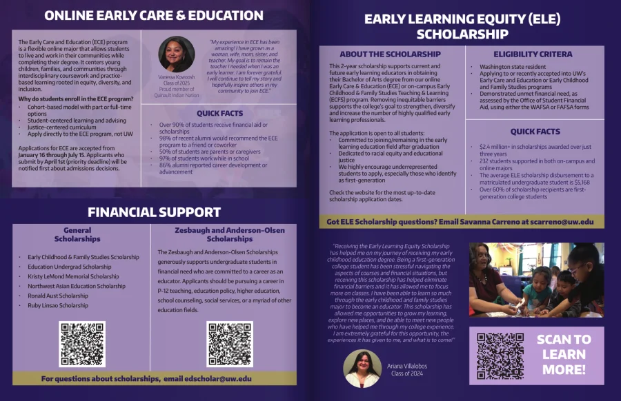 Program page pairing a description, student quote, and quick facts side by side