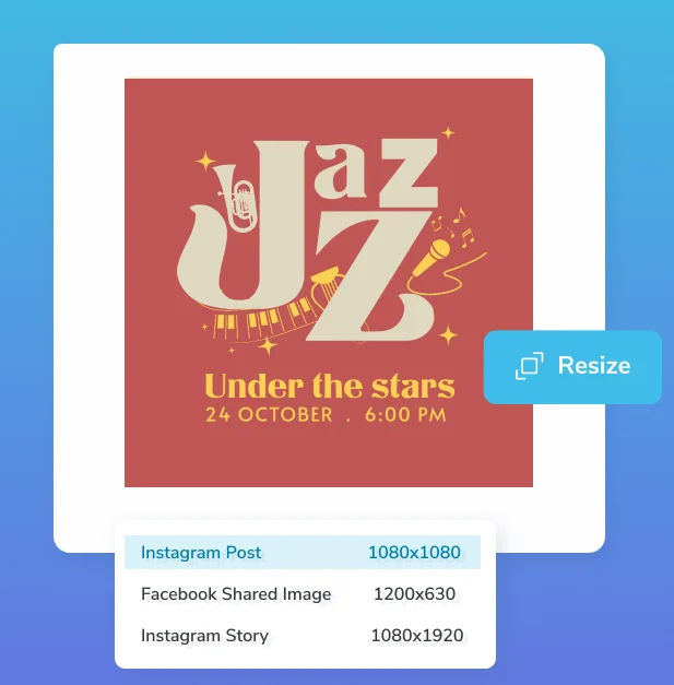PosterMyWall resize tool - Product catalog for social media